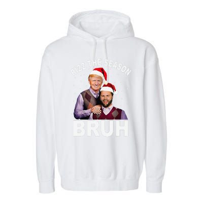 Rizz The Season Bruh Funny Santa Trump Vance Xmas Pajamas Garment-Dyed Fleece Hoodie