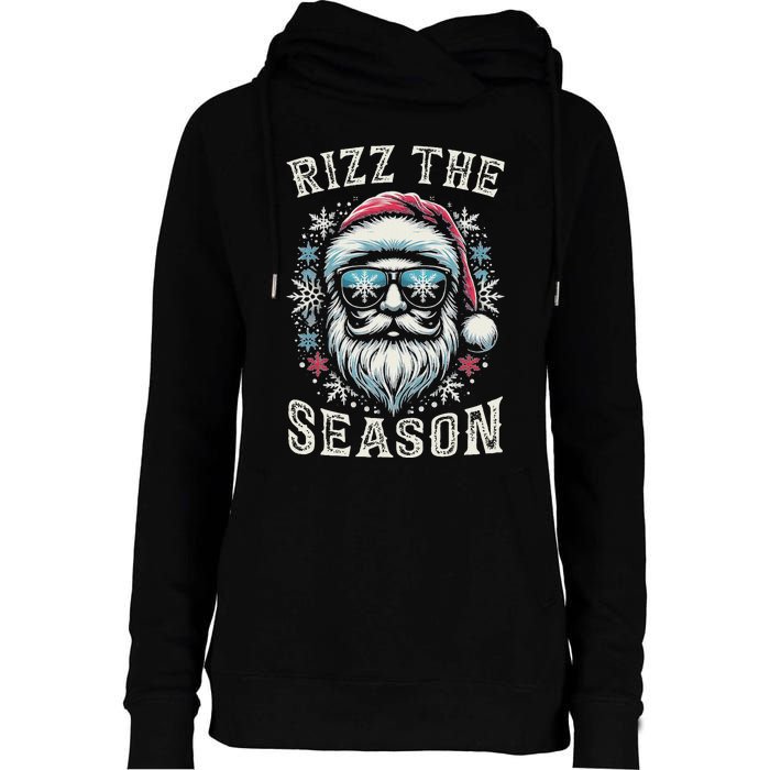 Rizz The Season Silly Christmas Funny Santa N Womens Funnel Neck Pullover Hood