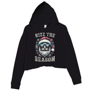 Rizz The Season Silly Christmas Funny Santa N Crop Fleece Hoodie