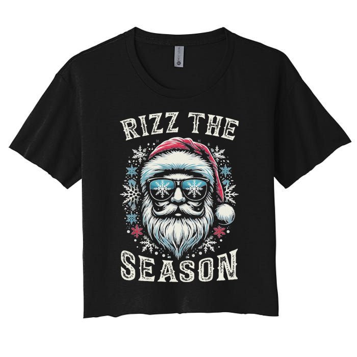 Rizz The Season Silly Christmas Funny Santa N Women's Crop Top Tee