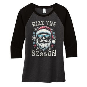 Rizz The Season Silly Christmas Funny Santa N Women's Tri-Blend 3/4-Sleeve Raglan Shirt