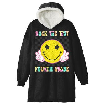 Rock The Staar Test Testing Day Smile Face Groovy Teacher  Hooded Wearable Blanket