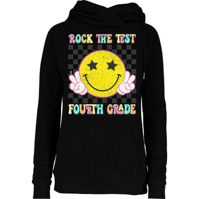 Rock The Staar Test Testing Day Smile Face Groovy Teacher  Womens Funnel Neck Pullover Hood
