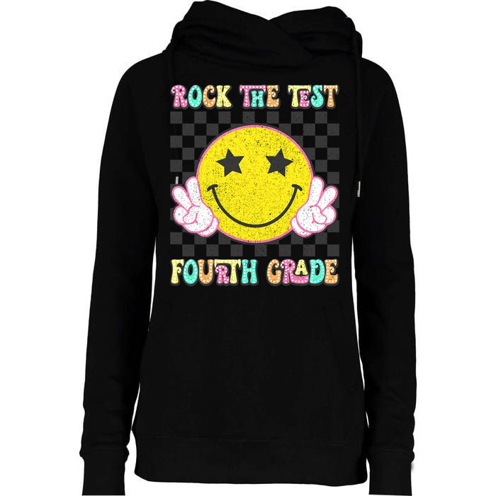 Rock The Staar Test Testing Day Smile Face Groovy Teacher  Womens Funnel Neck Pullover Hood