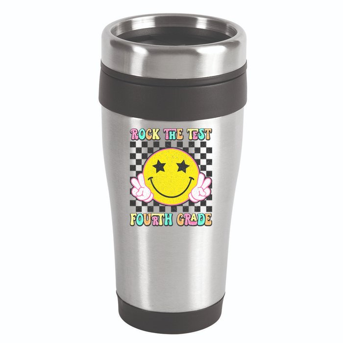 Rock The Staar Test Testing Day Smile Face Groovy Teacher  16oz Travel Tumbler