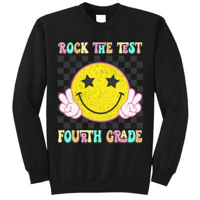 Rock The Staar Test Testing Day Smile Face Groovy Teacher  Tall Sweatshirt