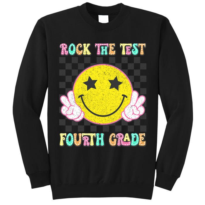 Rock The Staar Test Testing Day Smile Face Groovy Teacher  Tall Sweatshirt