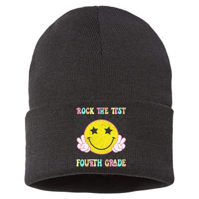 Rock The Staar Test Testing Day Smile Face Groovy Teacher  Sustainable Knit Beanie