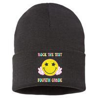 Rock The Staar Test Testing Day Smile Face Groovy Teacher  Sustainable Knit Beanie