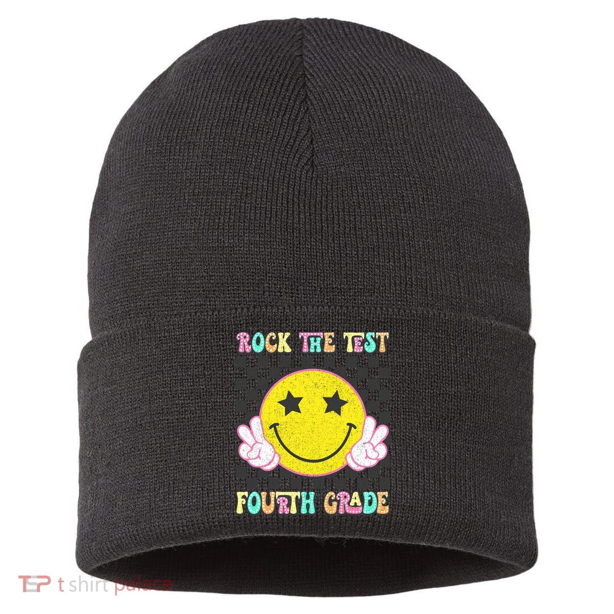 Rock The Staar Test Testing Day Smile Face Groovy Teacher  Sustainable Knit Beanie