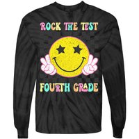 Rock The Staar Test Testing Day Smile Face Groovy Teacher  Tie-Dye Long Sleeve Shirt