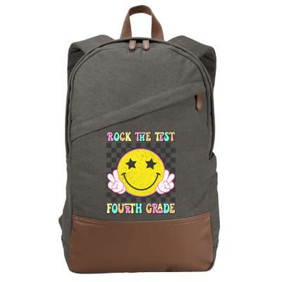 Rock The Staar Test Testing Day Smile Face Groovy Teacher  Cotton Canvas Backpack