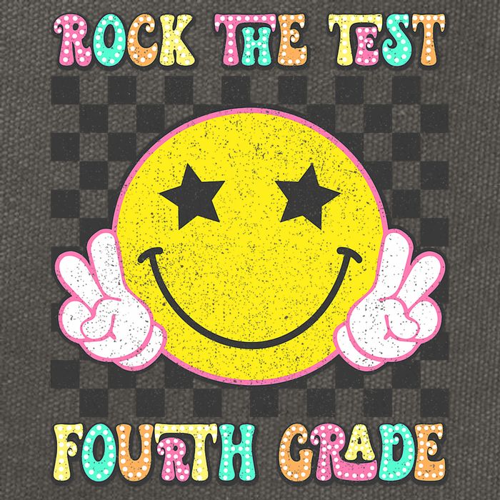 Rock The Staar Test Testing Day Smile Face Groovy Teacher  Cotton Canvas Backpack