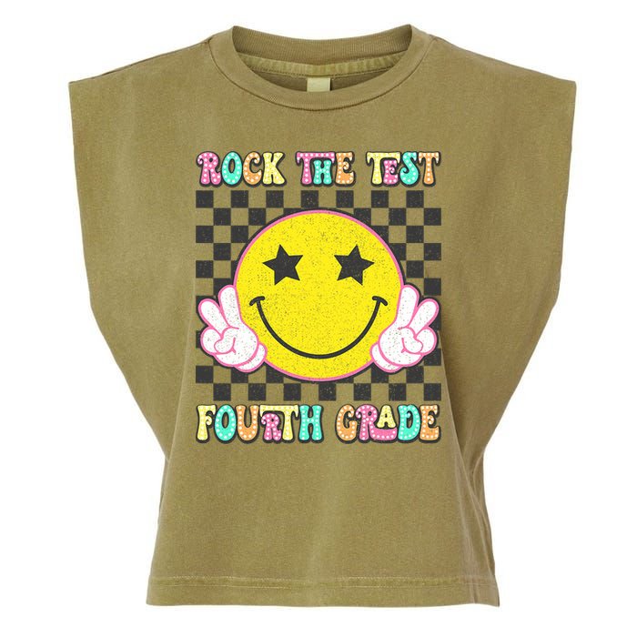 Rock The Staar Test Testing Day Smile Face Groovy Teacher  Garment-Dyed Women's Muscle Tee