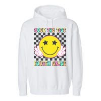 Rock The Staar Test Testing Day Smile Face Groovy Teacher  Garment-Dyed Fleece Hoodie