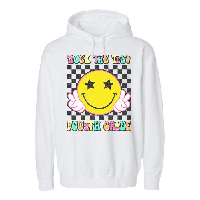 Rock The Staar Test Testing Day Smile Face Groovy Teacher  Garment-Dyed Fleece Hoodie