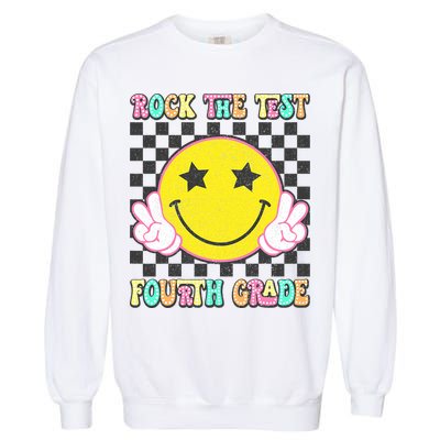 Rock The Staar Test Testing Day Smile Face Groovy Teacher  Garment-Dyed Sweatshirt