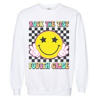 Rock The Staar Test Testing Day Smile Face Groovy Teacher  Garment-Dyed Sweatshirt