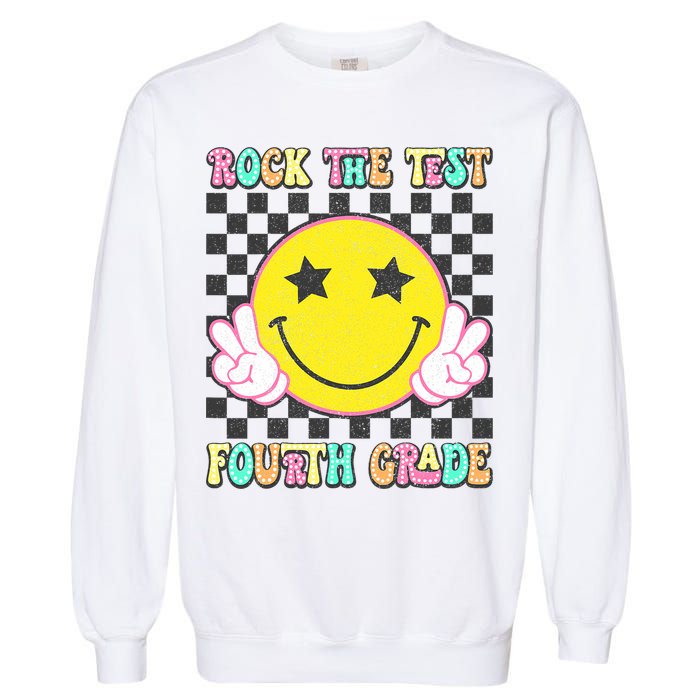 Rock The Staar Test Testing Day Smile Face Groovy Teacher  Garment-Dyed Sweatshirt