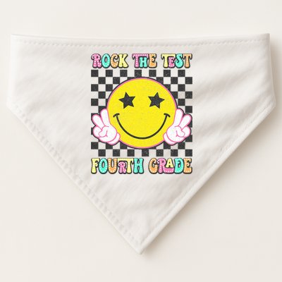 Rock The Staar Test Testing Day Smile Face Groovy Teacher  USA-Made Doggie Bandana