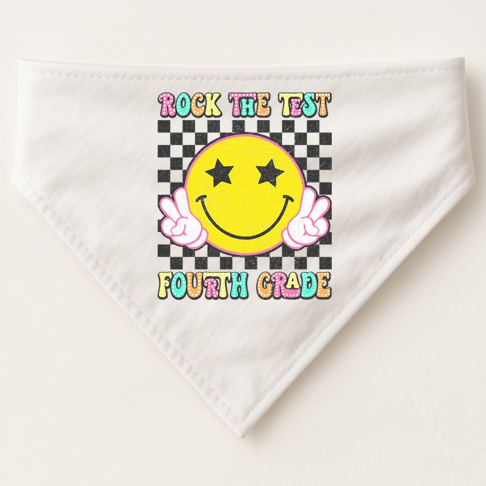 Rock The Staar Test Testing Day Smile Face Groovy Teacher  USA-Made Doggie Bandana