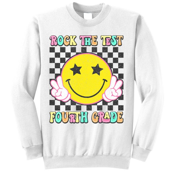 Rock The Staar Test Testing Day Smile Face Groovy Teacher  Sweatshirt