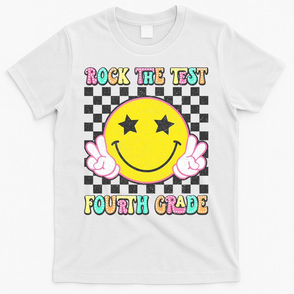 Rock The Staar Test Testing Day Smile Face Groovy Teacher  T-Shirt