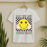 Rock The Staar Test Testing Day Smile Face Groovy Teacher  T-Shirt