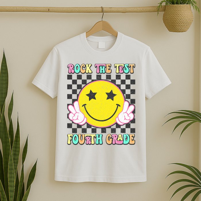 Rock The Staar Test Testing Day Smile Face Groovy Teacher  T-Shirt