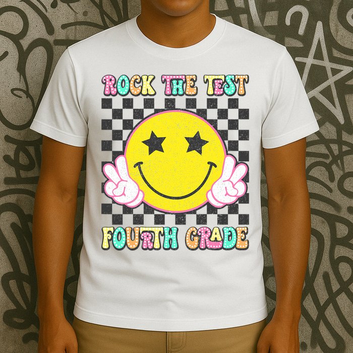 Rock The Staar Test Testing Day Smile Face Groovy Teacher  T-Shirt