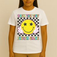 Rock The Staar Test Testing Day Smile Face Groovy Teacher  T-Shirt