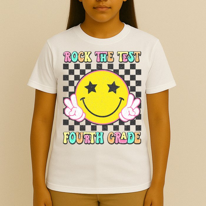 Rock The Staar Test Testing Day Smile Face Groovy Teacher  T-Shirt