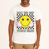 Rock The Staar Test Testing Day Smile Face Groovy Teacher  Tall T-Shirt