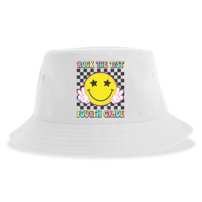 Rock The Staar Test Testing Day Smile Face Groovy Teacher  Sustainable Bucket Hat
