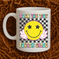 Rock The Staar Test Testing Day Smile Face Groovy Teacher  Mug