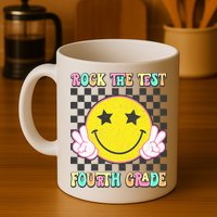 Rock The Staar Test Testing Day Smile Face Groovy Teacher  Mug