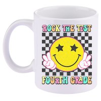 Rock The Staar Test Testing Day Smile Face Groovy Teacher  11oz C Handle Ceramic Mug