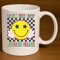 Rock The Staar Test Testing Day Smile Face Groovy Teacher  11oz C Handle Ceramic Mug