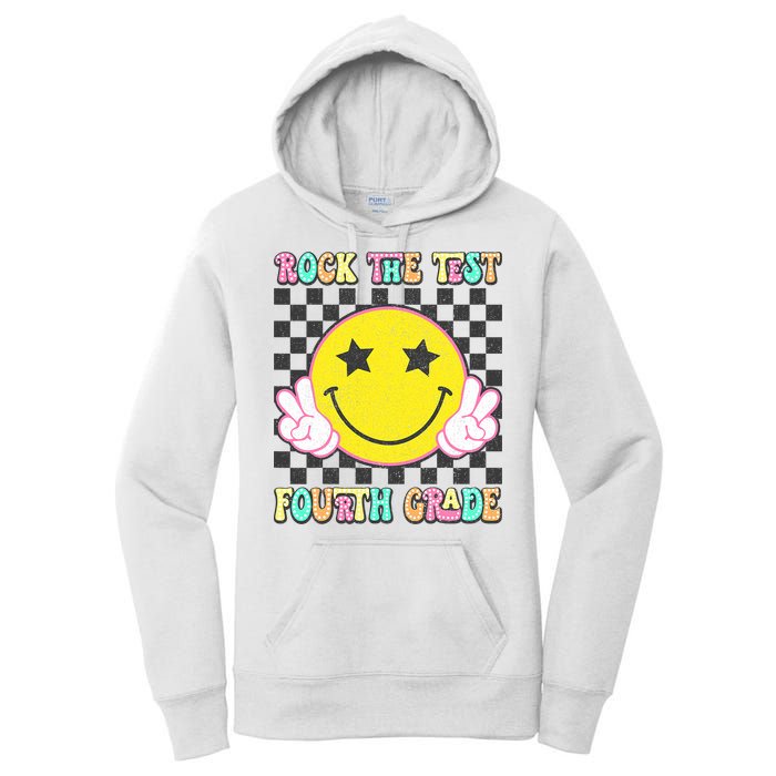 Rock The Staar Test Testing Day Smile Face Groovy Teacher  Women's Pullover Hoodie