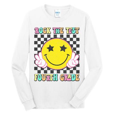 Rock The Staar Test Testing Day Smile Face Groovy Teacher  Tall Long Sleeve T-Shirt