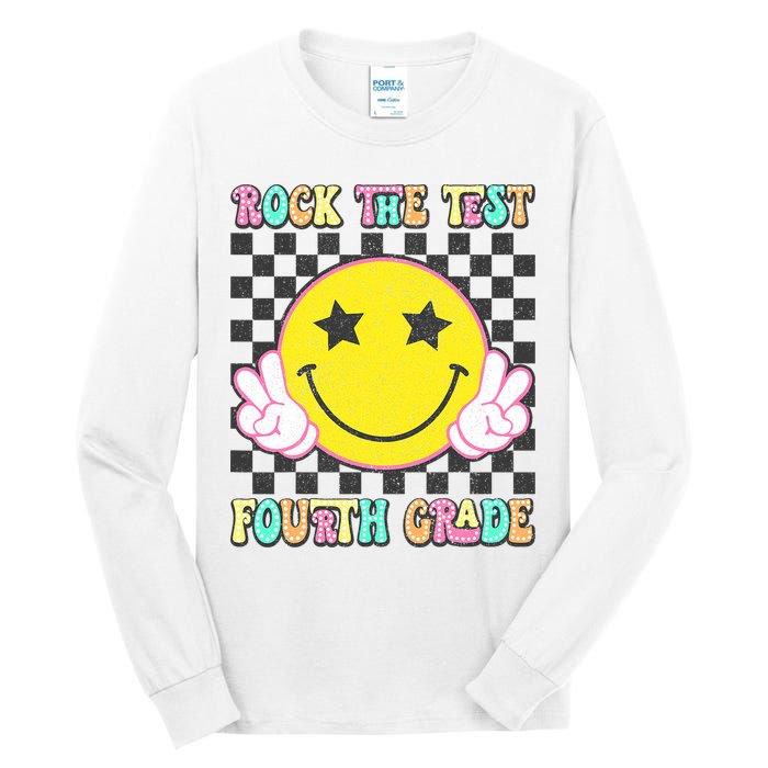 Rock The Staar Test Testing Day Smile Face Groovy Teacher  Tall Long Sleeve T-Shirt