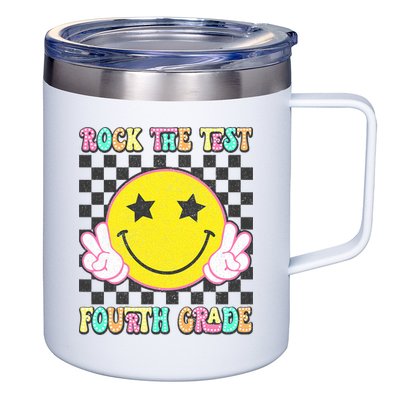 Rock The Staar Test Testing Day Smile Face Groovy Teacher  12oz Stainless Steel Coffee Mug