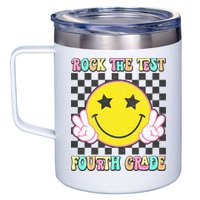 Rock The Staar Test Testing Day Smile Face Groovy Teacher  12oz Stainless Steel Coffee Mug