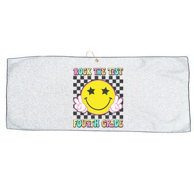 Rock The Staar Test Testing Day Smile Face Groovy Teacher  Large Microfiber Waffle Golf Towel