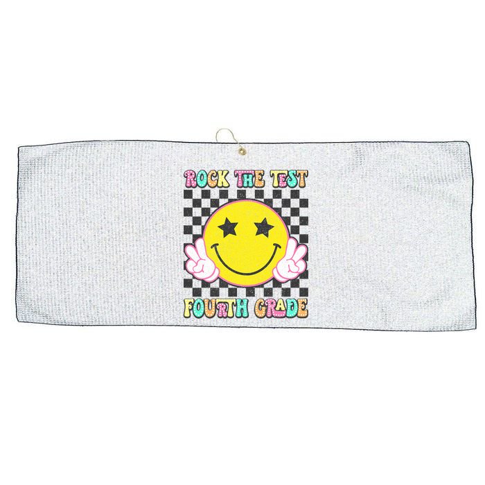 Rock The Staar Test Testing Day Smile Face Groovy Teacher  Large Microfiber Waffle Golf Towel
