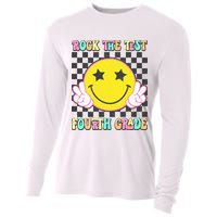 Rock The Staar Test Testing Day Smile Face Groovy Teacher  Cooling Performance Long Sleeve Crew