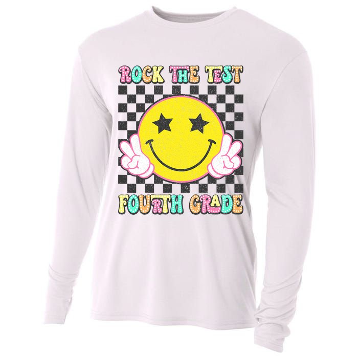 Rock The Staar Test Testing Day Smile Face Groovy Teacher  Cooling Performance Long Sleeve Crew