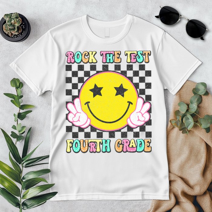 Rock The Staar Test Testing Day Smile Face Groovy Teacher  Premium T-Shirt