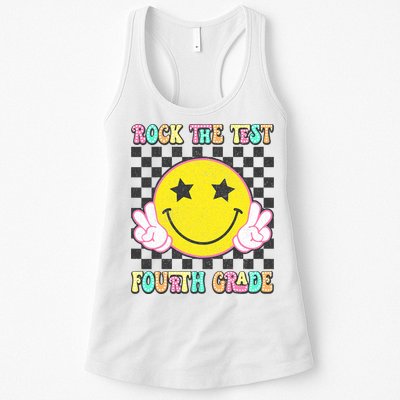 Rock The Staar Test Testing Day Smile Face Groovy Teacher  Womens Tank Top