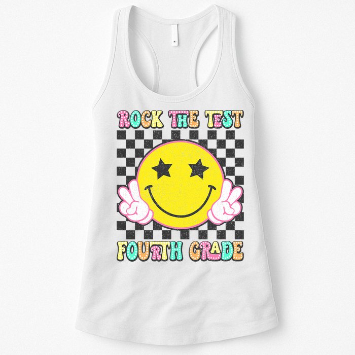 Rock The Staar Test Testing Day Smile Face Groovy Teacher  Womens Tank Top